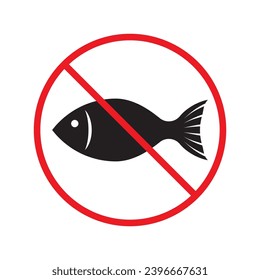 Forbidden fish vector icon. Warning, caution, attention, restriction, label, ban, danger. No fishing flat sign design pictogram symbol. No fish icon UX UI