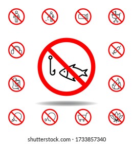 Forbidden fishing icon. set can be used for web, logo, mobile app, UI, UX