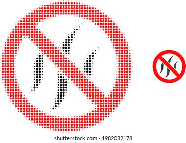 Forbidden flavors halftone dot icon illustration. Halftone pattern contains circle dots. Vector illustration of forbidden flavors icon on a white background.