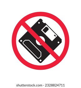 Forbidden floppy disk icon. No floppy disk vector sign. Prohibited disc icon. Warning, caution, attention, restriction. No floppy disk icon. EPS 10 flat symbol pictogram