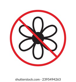 Forbidden flower vector icon. Warning, caution, attention, restriction, label, ban, danger. No flowers flat sign design pictogram symbol. No flowers icon UX UI