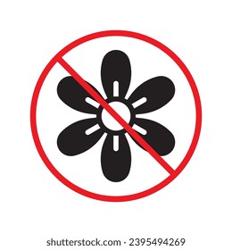 Forbidden flower vector icon. Warning, caution, attention, restriction, label, ban, danger. No flowers flat sign design pictogram symbol. No flowers icon UX UI