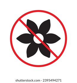 Forbidden flower vector icon. Warning, caution, attention, restriction, label, ban, danger. No flowers flat sign design pictogram symbol. No flowers icon UX UI