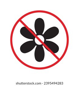 Forbidden flower vector icon. Warning, caution, attention, restriction, label, ban, danger. No flowers flat sign design pictogram symbol. No flowers icon UX UI