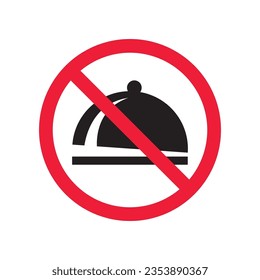 Verbotene Lebensmittelplatte Vektorsymbol. Warnung, Vorsicht, Aufmerksamkeit, Einschränkung, Kennzeichnung, Verbot, Gefahr. Kein Piktogramm-Symbol für die Lebensmittelplatte. Keine Lebensmittelplatine-Symbol