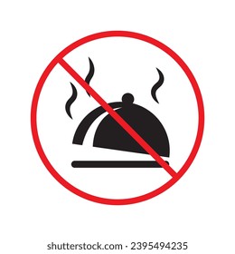 Forbidden food platter vector icon. Warning, caution, attention, restriction, label, ban, danger. No food platter flat sign design pictogram symbol. No food platter icon UX UI