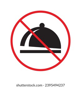 Forbidden food platter vector icon. Warning, caution, attention, restriction, label, ban, danger. No food platter flat sign design pictogram symbol. No food platter icon UX UI