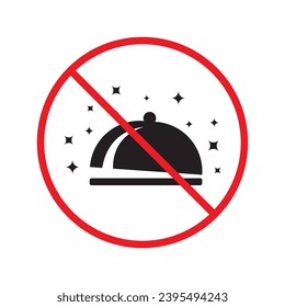 Forbidden food platter vector icon. Warning, caution, attention, restriction, label, ban, danger. No food platter flat sign design pictogram symbol. No food platter icon UX UI