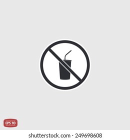 Forbidden food. Prohibitory sign. Glass with a drink. Flat design style. Made vector illustration