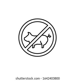 Forbidden foods, pig meat icon. Simple line, outline vector religion icons for ui and ux, website or mobile application