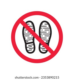 Forbidden foot step vector icon. Warning, caution, attention, restriction, label, ban, danger. No foot steps flat sign design pictogram symbol. No foot step icon