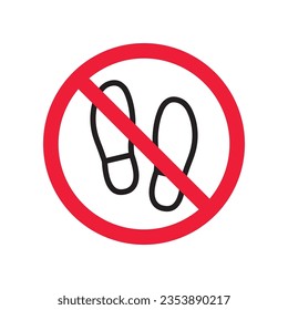 Forbidden foot step vector icon. Warning, caution, attention, restriction, label, ban, danger. No foot steps flat sign design pictogram symbol. No foot step icon