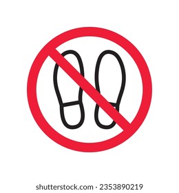 Forbidden foot step vector icon. Warning, caution, attention, restriction, label, ban, danger. No foot steps flat sign design pictogram symbol. No foot step icon