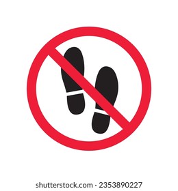 Forbidden foot step vector icon. Warning, caution, attention, restriction, label, ban, danger. No foot steps flat sign design pictogram symbol. No foot step icon