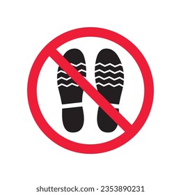 Forbidden foot step vector icon. Warning, caution, attention, restriction, label, ban, danger. No foot steps flat sign design pictogram symbol. No foot step icon