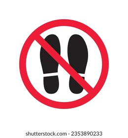 Forbidden foot step vector icon. Warning, caution, attention, restriction, label, ban, danger. No foot steps flat sign design pictogram symbol. No foot step icon