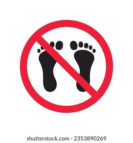 Forbidden foot step vector icon. Warning, caution, attention, restriction, label, ban, danger. No foot steps flat sign design pictogram symbol. No foot step icon