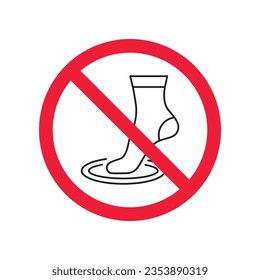 Forbidden foot step vector icon. Warning, caution, attention, restriction, label, ban, danger. No socks flat sign design pictogram symbol. No socks icon. Do not step