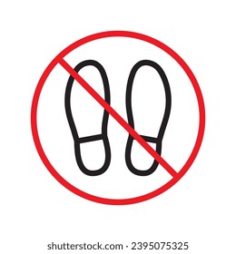 Forbidden foot step vector icon. Warning, caution, attention, restriction, label, ban, danger. No foot steps flat sign design pictogram symbol. No foot step icon UX UI
