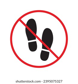 Forbidden foot step vector icon. Warning, caution, attention, restriction, label, ban, danger. No foot steps flat sign design pictogram symbol. No foot step icon UX UI