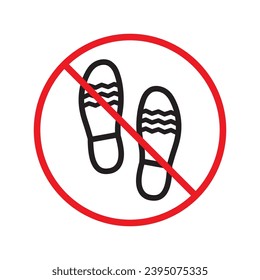 Forbidden foot step vector icon. Warning, caution, attention, restriction, label, ban, danger. No foot steps flat sign design pictogram symbol. No foot step icon UX UI
