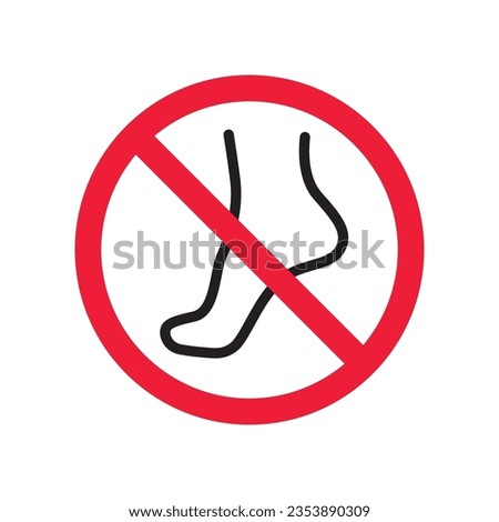 Forbidden foot step vector icon. Warning, caution, attention, restriction, label, ban, danger. No socks flat sign design pictogram symbol. No socks icon. Do not step