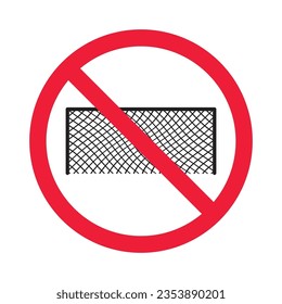 Forbidden football gate vector icon. Warning, caution, attention, restriction, label, ban, danger. No football gate flat sign design pictogram symbol. No football gate icon