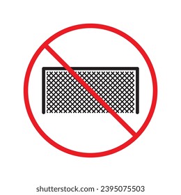 Forbidden football gate vector icon. Warning, caution, attention, restriction, label, ban, danger. No football gate flat sign design pictogram symbol. No football gate icon UX UI