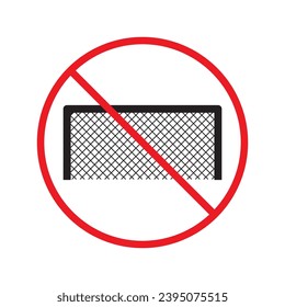 Forbidden football gate vector icon. Warning, caution, attention, restriction, label, ban, danger. No football gate flat sign design pictogram symbol. No football gate icon UX UI