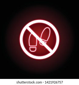 Forbidden  footprint icon in red neon style. Can be used for web, logo, mobile app, UI, UX 