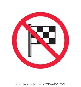 Forbidden formula 1 flag vector icon. Warning, caution, attention, restriction, label, ban, danger. No finish flag flat sign design pictogram symbol. No flag icon