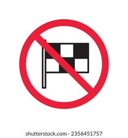 Forbidden formula 1 flag vector icon. Warning, caution, attention, restriction, label, ban, danger. No finish flag flat sign design pictogram symbol. No flag icon