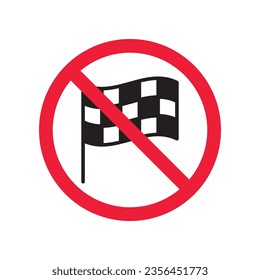 Forbidden formula 1 flag vector icon. Warning, caution, attention, restriction, label, ban, danger. No finish flag flat sign design pictogram symbol. No flag icon