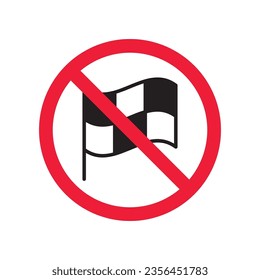 Forbidden formula 1 flag vector icon. Warning, caution, attention, restriction, label, ban, danger. No finish flag flat sign design pictogram symbol. No flag icon