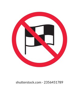 Forbidden formula 1 flag vector icon. Warning, caution, attention, restriction, label, ban, danger. No finish flag flat sign design pictogram symbol. No flag icon