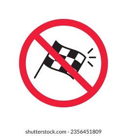 Forbidden formula 1 flag vector icon. Warning, caution, attention, restriction, label, ban, danger. No finish flag flat sign design pictogram symbol. No flag icon