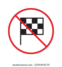 Forbidden formula 1 flag vector icon. Warning, caution, attention, restriction, label, ban, danger. No finish flag flat sign design pictogram symbol. No flag icon UX UI
