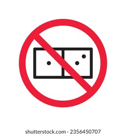 Icono vectorial de juego prohibido. Advertencia, precaución, atención, restricción, etiqueta, prohibición, peligro. No hay ningún símbolo de pictograma de diseño de signo plano. Ningún icono de juego de casino