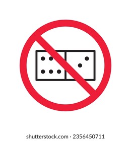 Forbidden gambling vector icon. Warning, caution, attention, restriction, label, ban, danger. No dice flat sign design pictogram symbol. No casino gamble icon