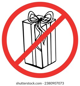 Forbidden gift box icon isolated on white background. Warning, caution, attention, ban. Vector illustration.