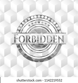 Forbidden grey emblem with cube white background