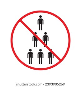Forbidden group of people vector icon. Warning, caution, attention, restriction, label, ban, danger. No people crowd flat sign design pictogram symbol. No protest outcry objection icon UX UI