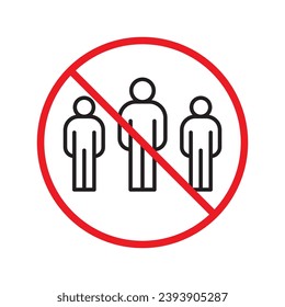 Forbidden group of people vector icon. Warning, caution, attention, restriction, label, ban, danger. No people crowd flat sign design pictogram symbol. No protest outcry objection icon UX UI