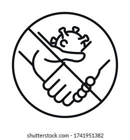 Forbidden handshake line style icon design of Medical care and covid 19 virus theme Vector illustration