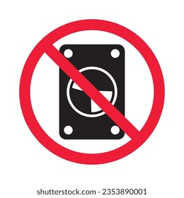 Forbidden hard drive vector icon. Warning, caution, attention, restriction, label, ban, danger. No hard drive flat sign design pictogram symbol. No hard drive icon