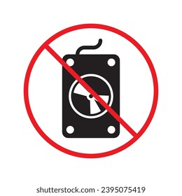 Forbidden hard drive vector icon. Warning, caution, attention, restriction, label, ban, danger. No hard drive flat sign design pictogram symbol. No hard drive icon UX UI