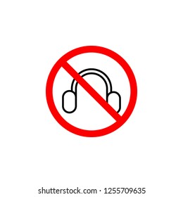 Forbidden headphone icon can be used for web, logo, mobile app, UI, UX