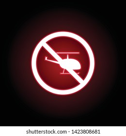 Forbidden helicopter icon in red neon style. can be used for web, logo, mobile app, UI, UX 