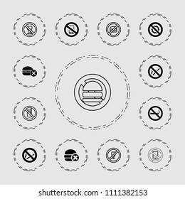 Forbidden icon. collection of 13 forbidden filled and outline icons such as no fast food. editable forbidden icons for web and mobile.