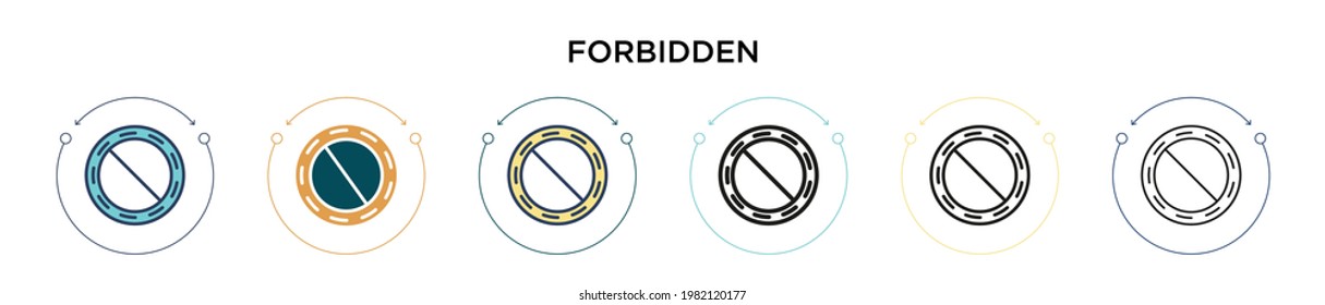 Forbidden icon in filled, thin line, outline and stroke style. Vector illustration of two colored and black forbidden vector icons designs can be used for mobile, ui, web